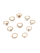 10pcs Opal Style Crown Ring Set Sai Feel